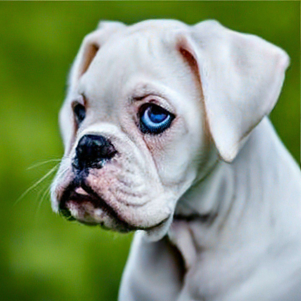 Белый щенок породы боксер с …» — создано в Шедевруме