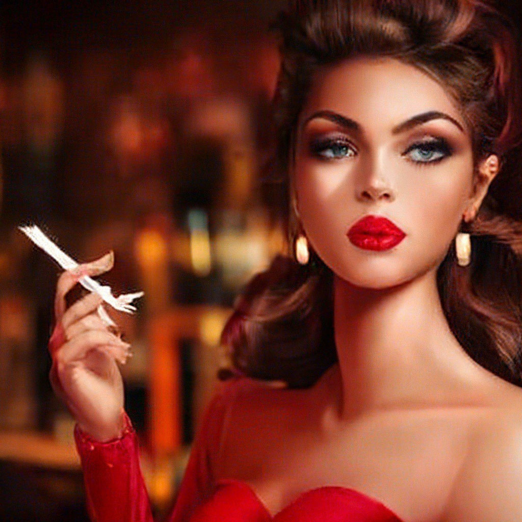 «Элегантная дама в красном с …» — создано в Шедевруме