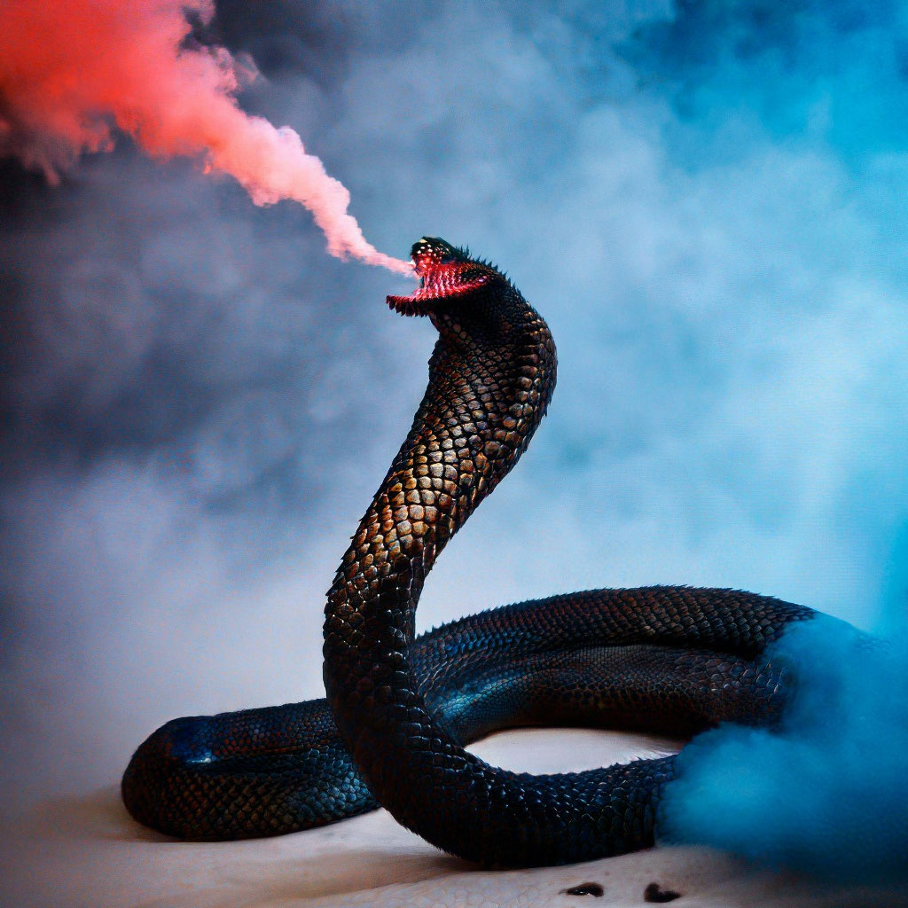 Огромная чёрная кобра с красными …» — создано в Шедевруме