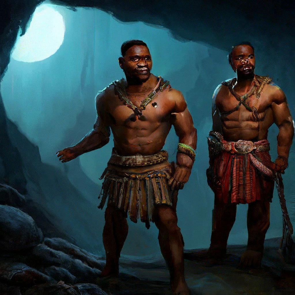 «Негры ночью в темной пещере» — создано в Шедевруме