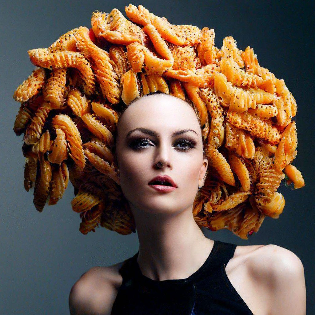 "Hairstyle "Explosion at the pasta ." - image created in Shedevrum