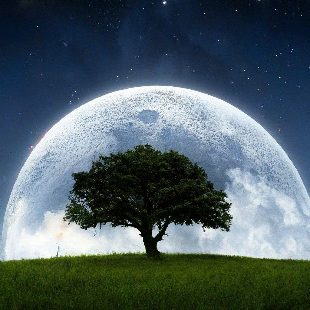Обои. луна с домом на дереве» — создано в Шедевруме