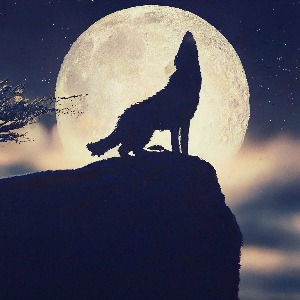 Картинка волк Луна животное
