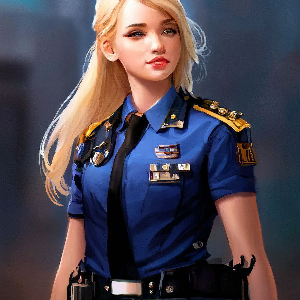Красивая девушка в полицейской форме…» — создано в Шедевруме