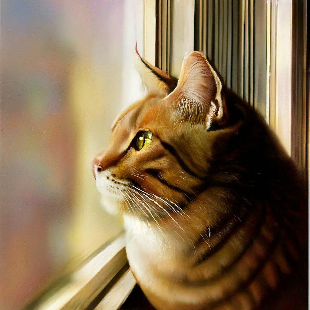 Кот смотрит в окно» — создано в Шедевруме