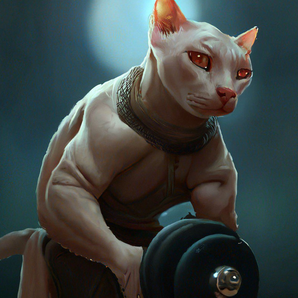 Котик со штангой