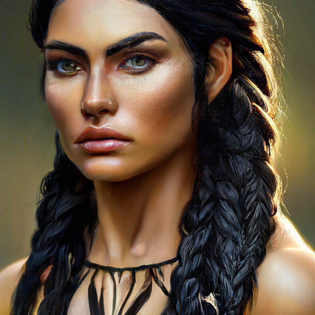 «Красивая амазонка, женщина с черными…» — создано в Шедевруме