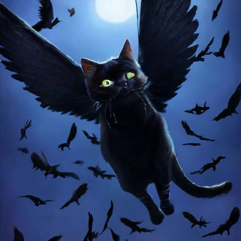 Антропоморфная черная кошка с …» — создано в Шедевруме