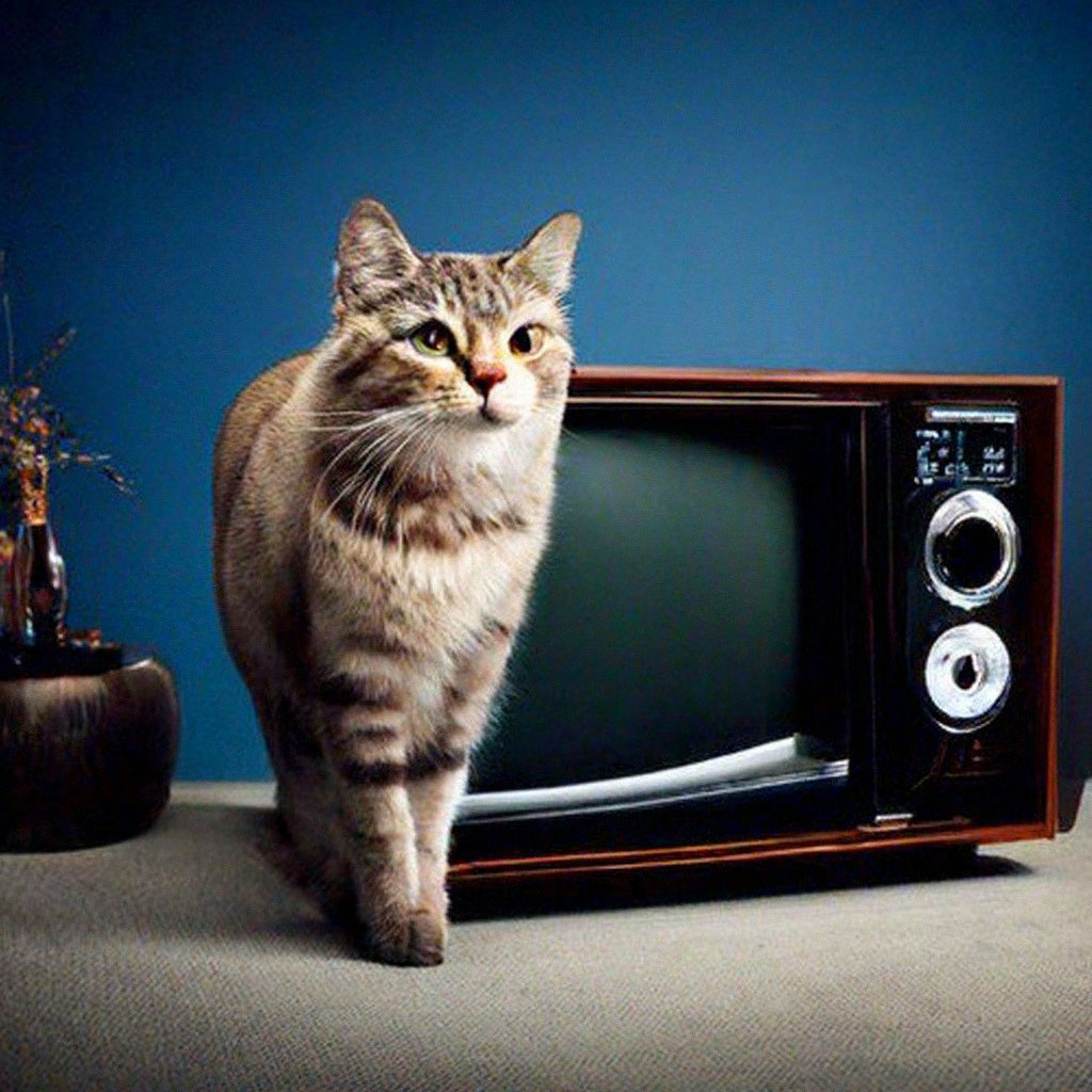 Кот который смотрит телевизор» — создано в Шедевруме