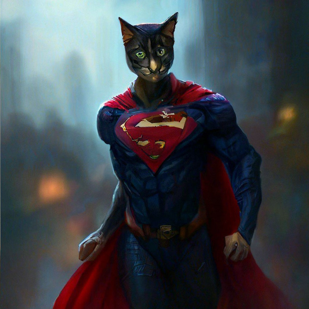 «Кот супер мен» — картинка создана в Шедевруме