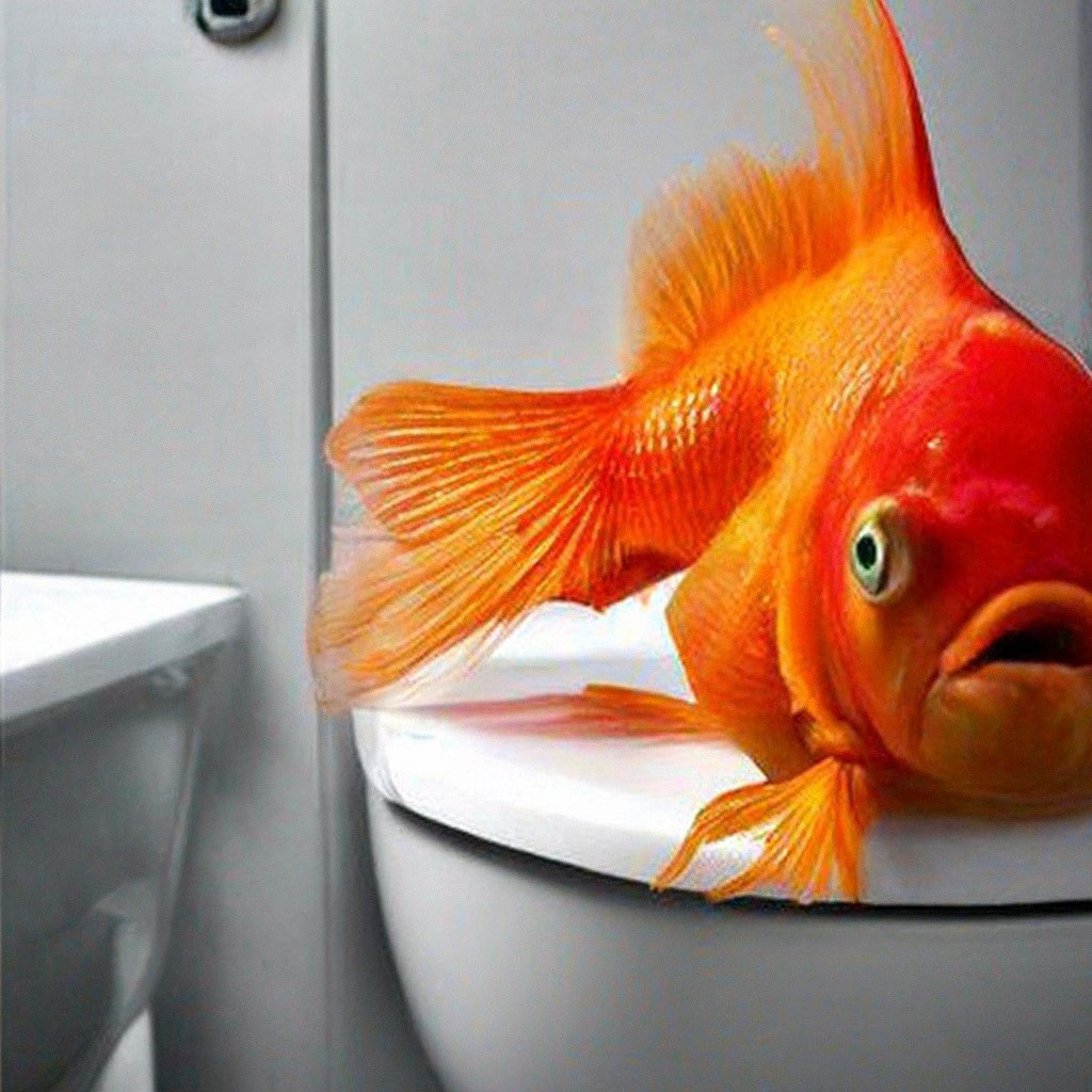 «Рыбка курит в туалете» — создано в Шедевруме