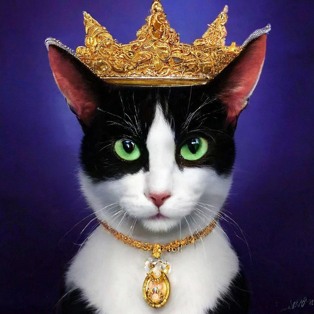 "White cat is a beauty queen with a ." - image created in Shedevrum