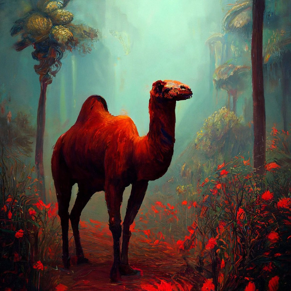 Красные верблюды, dark botanical» — создано в Шедевруме