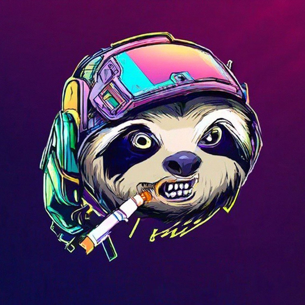 Злой ленивец в стиле киберпанк …» — создано в Шедевруме