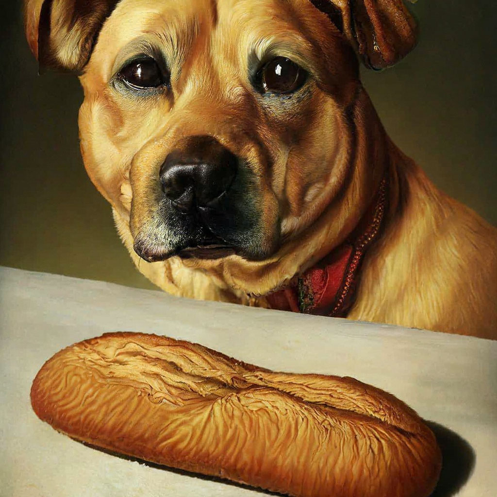 Собака с хлебом» — создано в Шедевруме