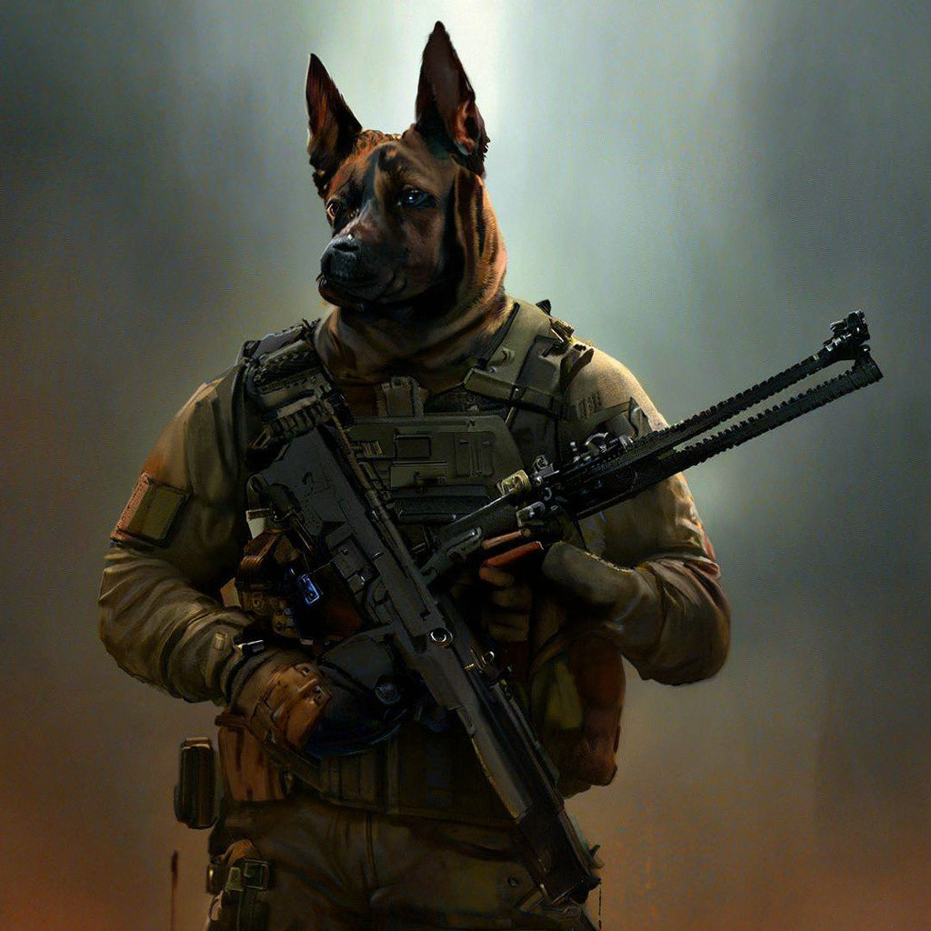 Собака спецназовец с автоматом» — создано в Шедевруме