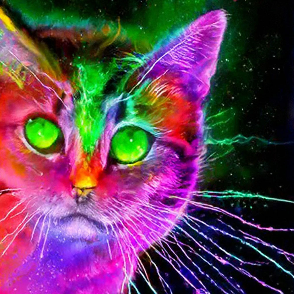 Кота ударило разноцветным током, и …» — создано в Шедевруме