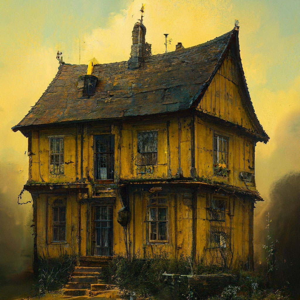 Желтый старый дом, сзади желтое …» — создано в Шедевруме