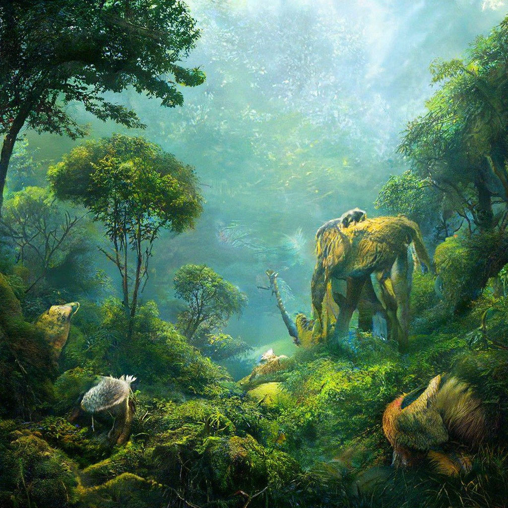Тропический лес с животными» — создано в Шедевруме
