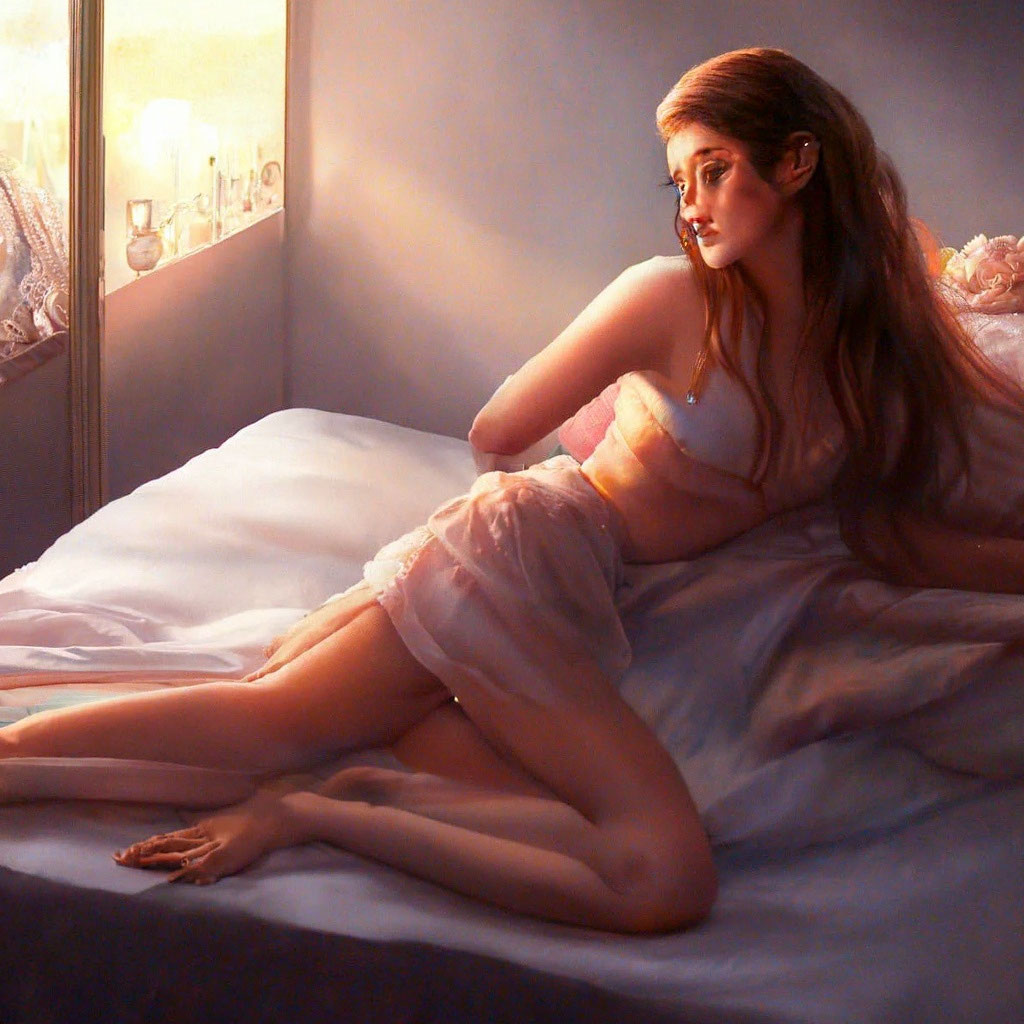 Одинокая женщина в постели отсутствует ее партнер вид сверху спящая красавица