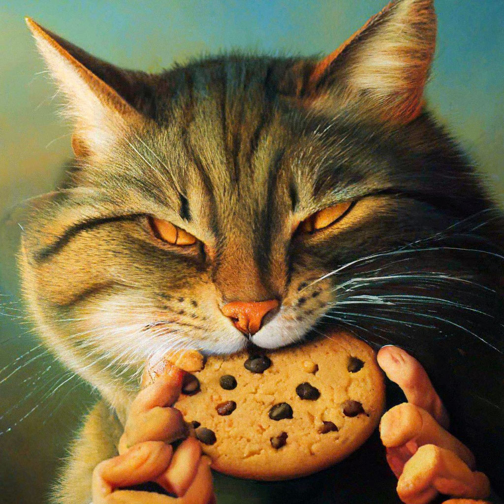 Cat eating cookies best sale