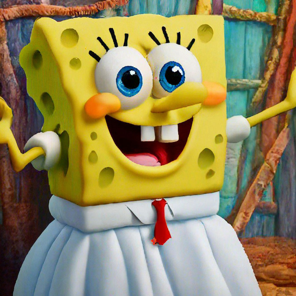 Spongebob in a wedding dress