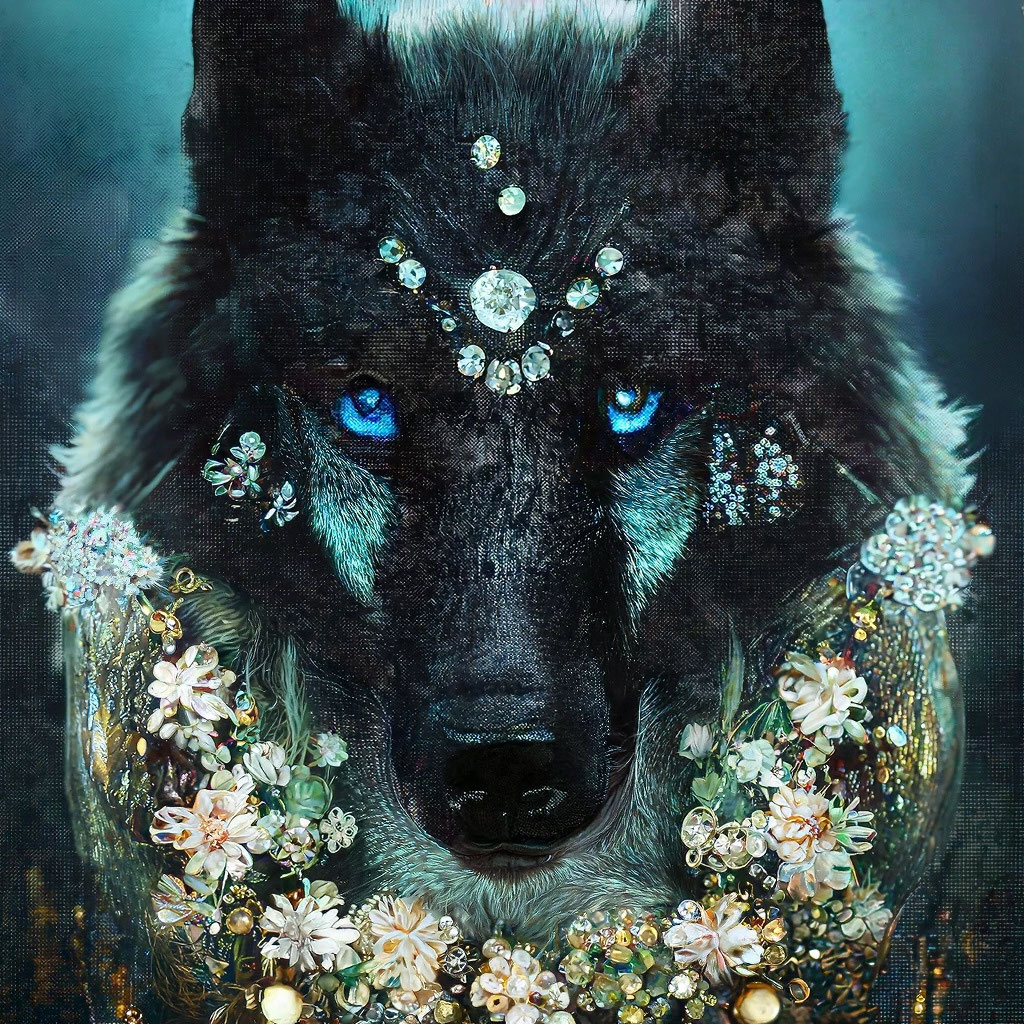 Красивое существо, черный волк, …» — создано в Шедевруме