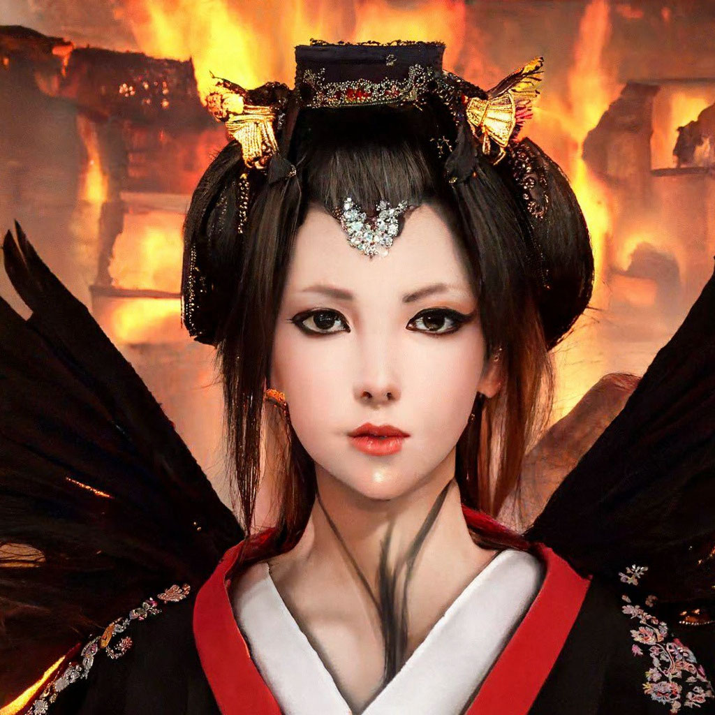 «Красивая девушка с чёрными крыльями…» — создано в Шедевруме