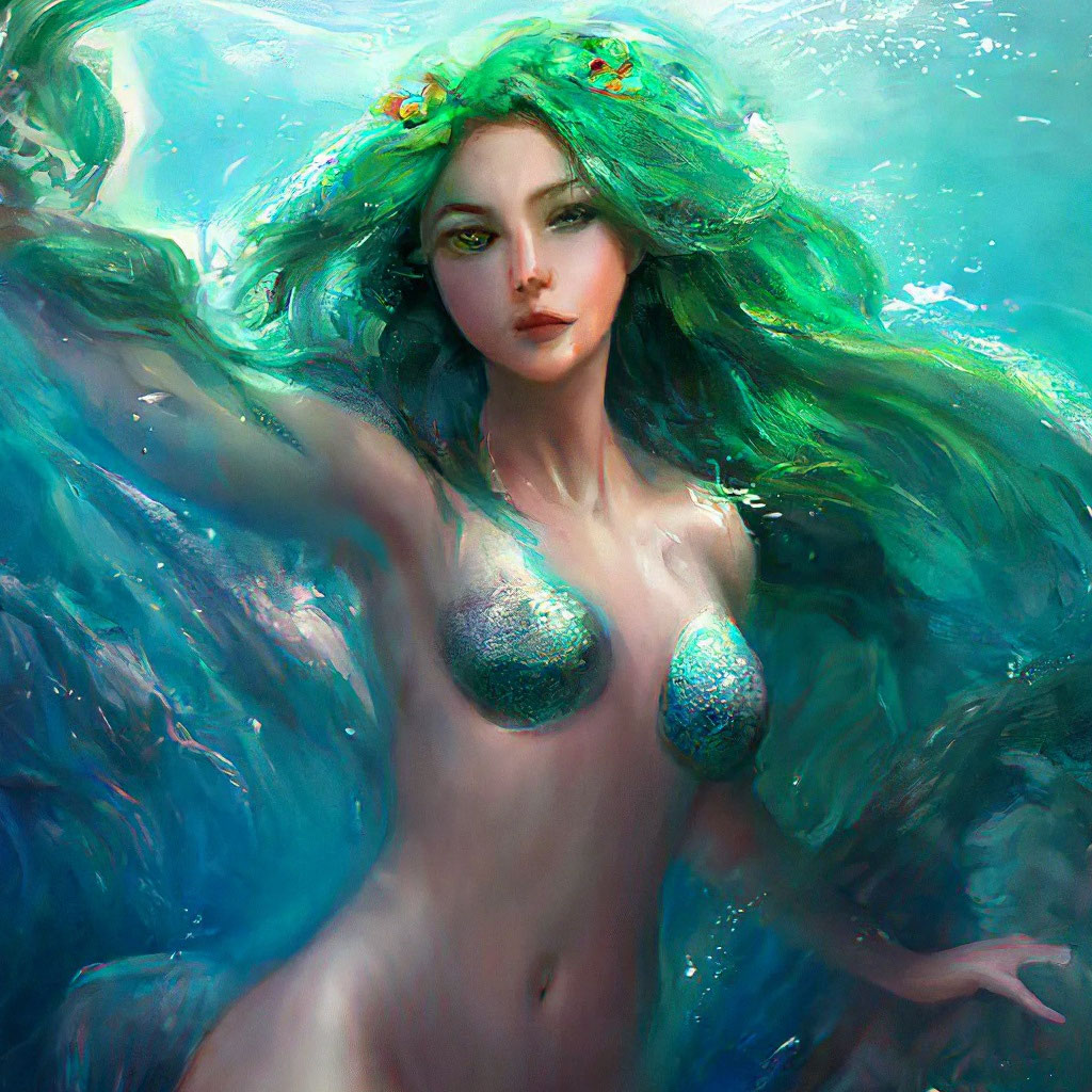Красивая девушка, богиня океана, …» — создано в Шедевруме