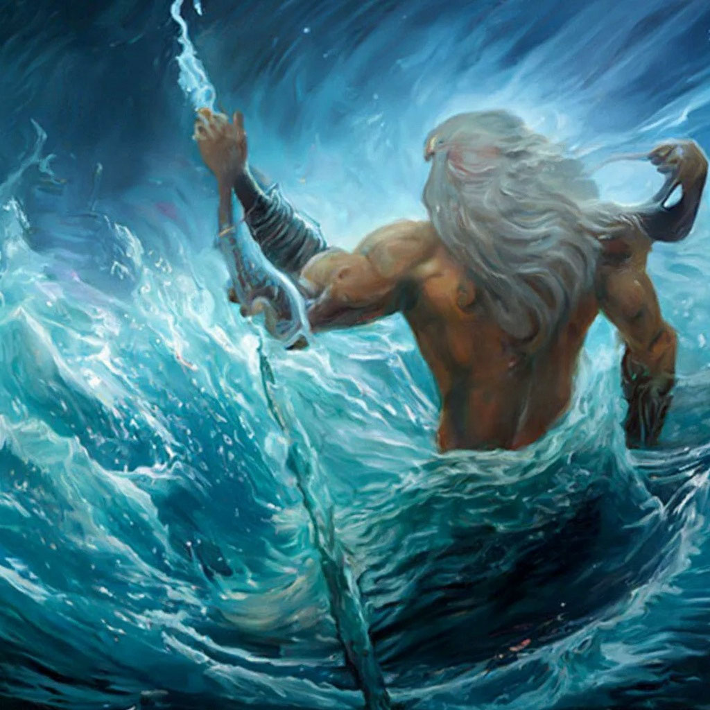 Poseidon, from Percy Jackson's Greek Gods. Illus. by John Rocco Greek gods, Gree