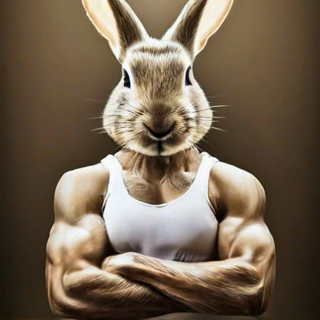 【在庫限り】 his on crossed paws with rabbit jock A chest photo realistic 絵画
