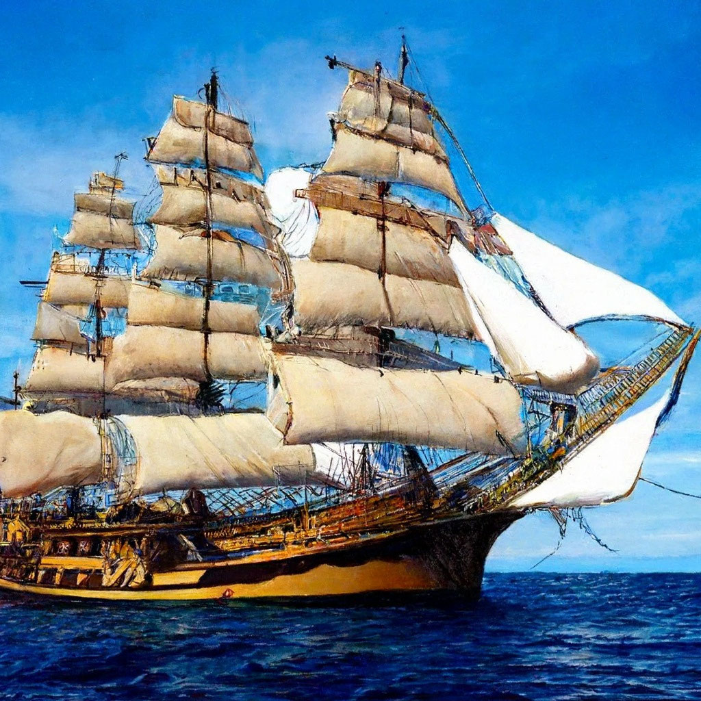 «Парусный корабль, летучий голандец» — картинка создана в Шедевруме