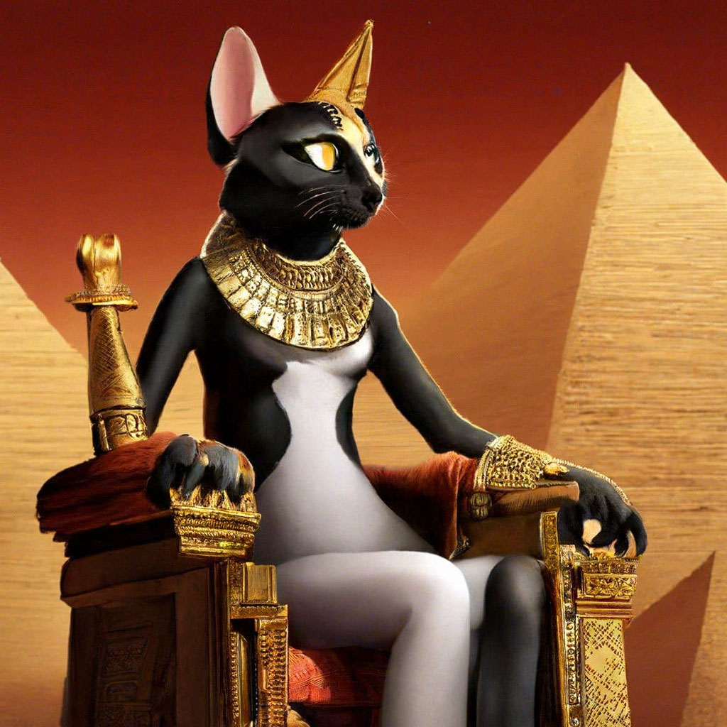 Кошка-Клеопатра сидит на троне …» — создано в Шедевруме