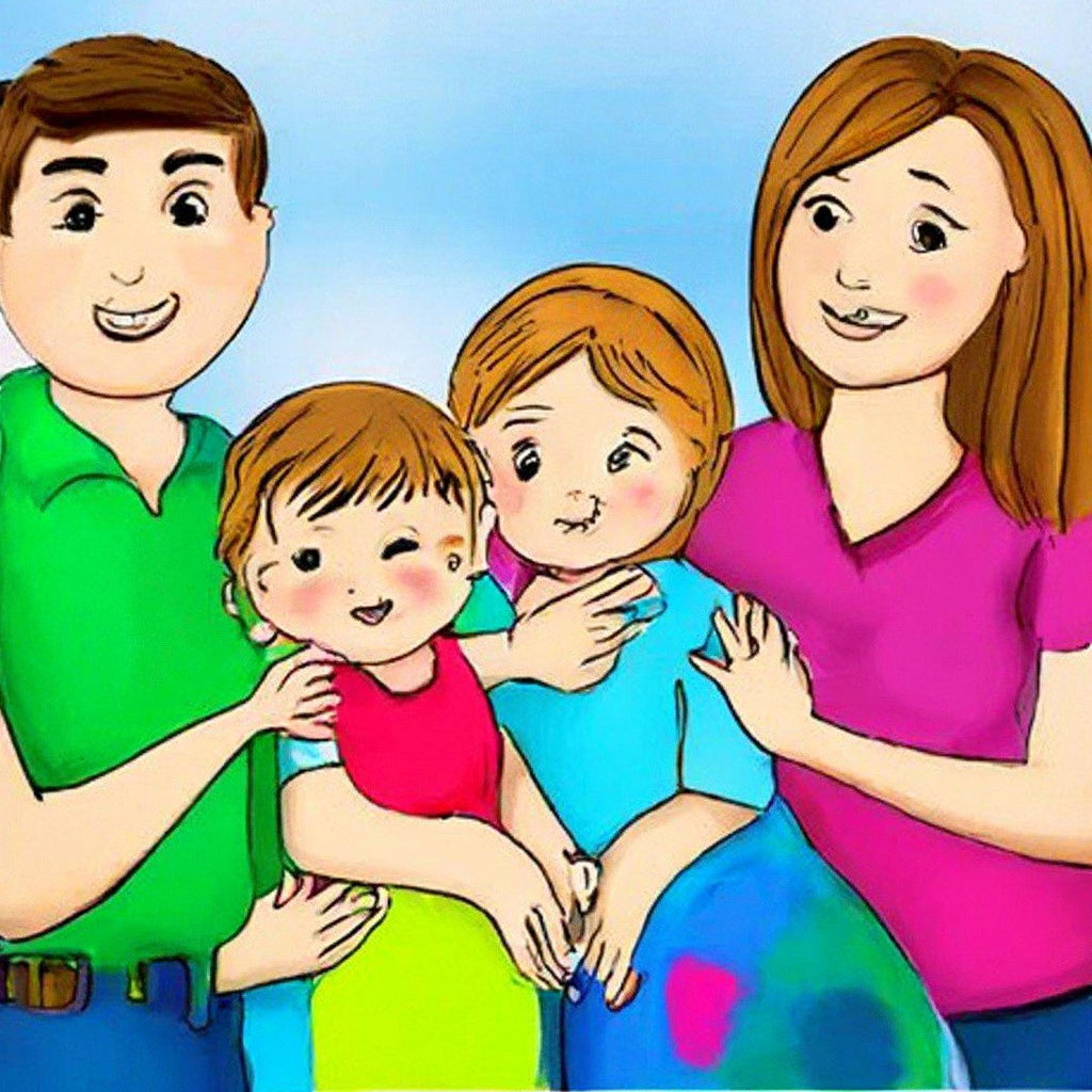 Рисунок мама, папа и ребенок держатся за руки
