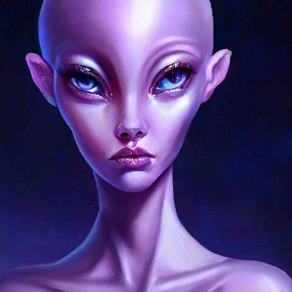 "Transparent alien girl" - image created in Shedevrum