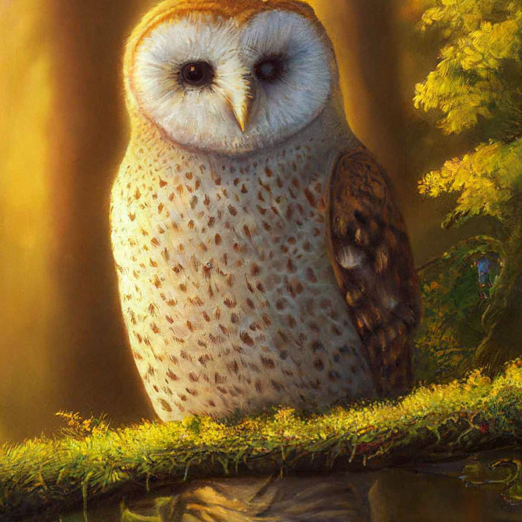 «Филин на ветке» — картинка создана в Шедевруме