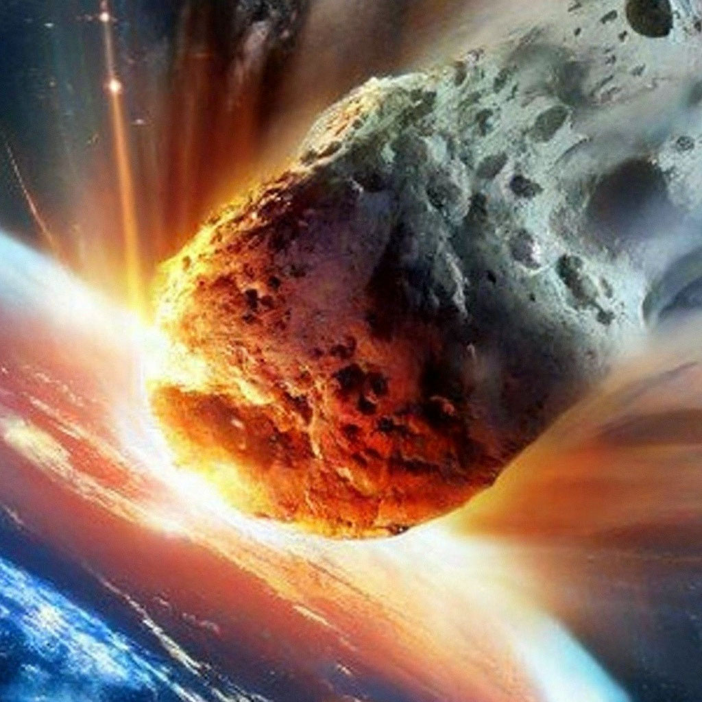 «Огненный астероид падает на луну» — создано в Шедевруме