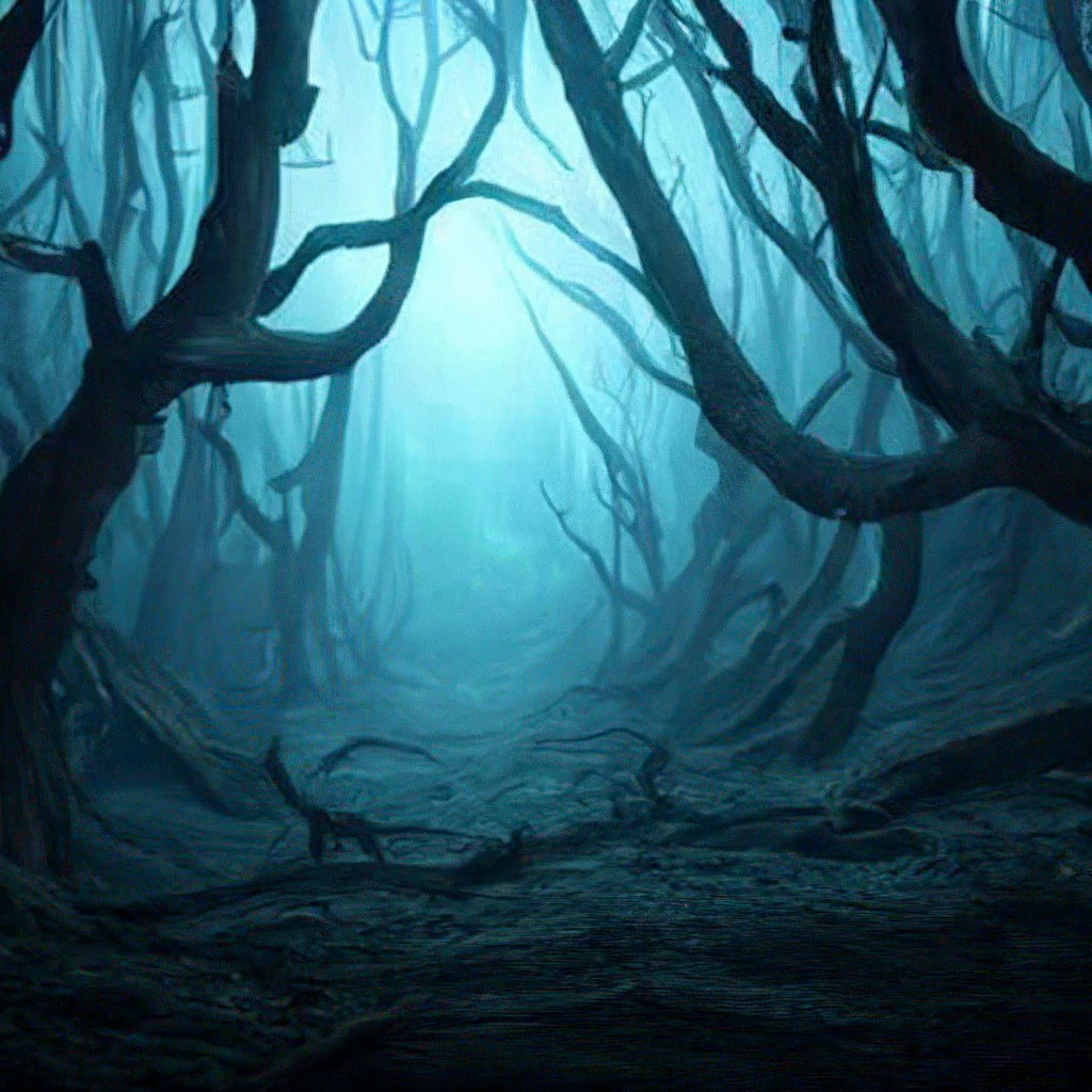 Ночной лес, сухие деревья, концепт …» — создано в Шедевруме