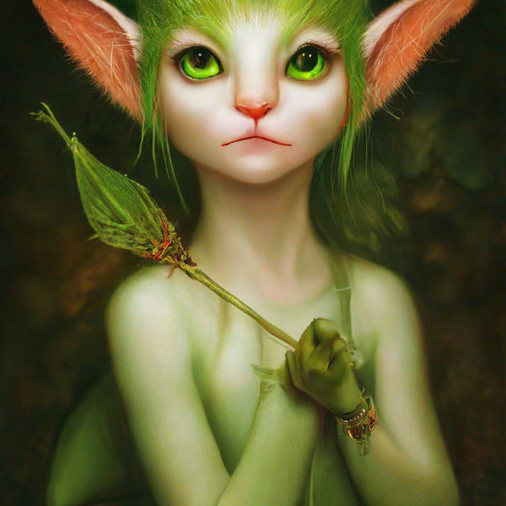 «Милый кот эльф» — картинка создана в Шедевруме