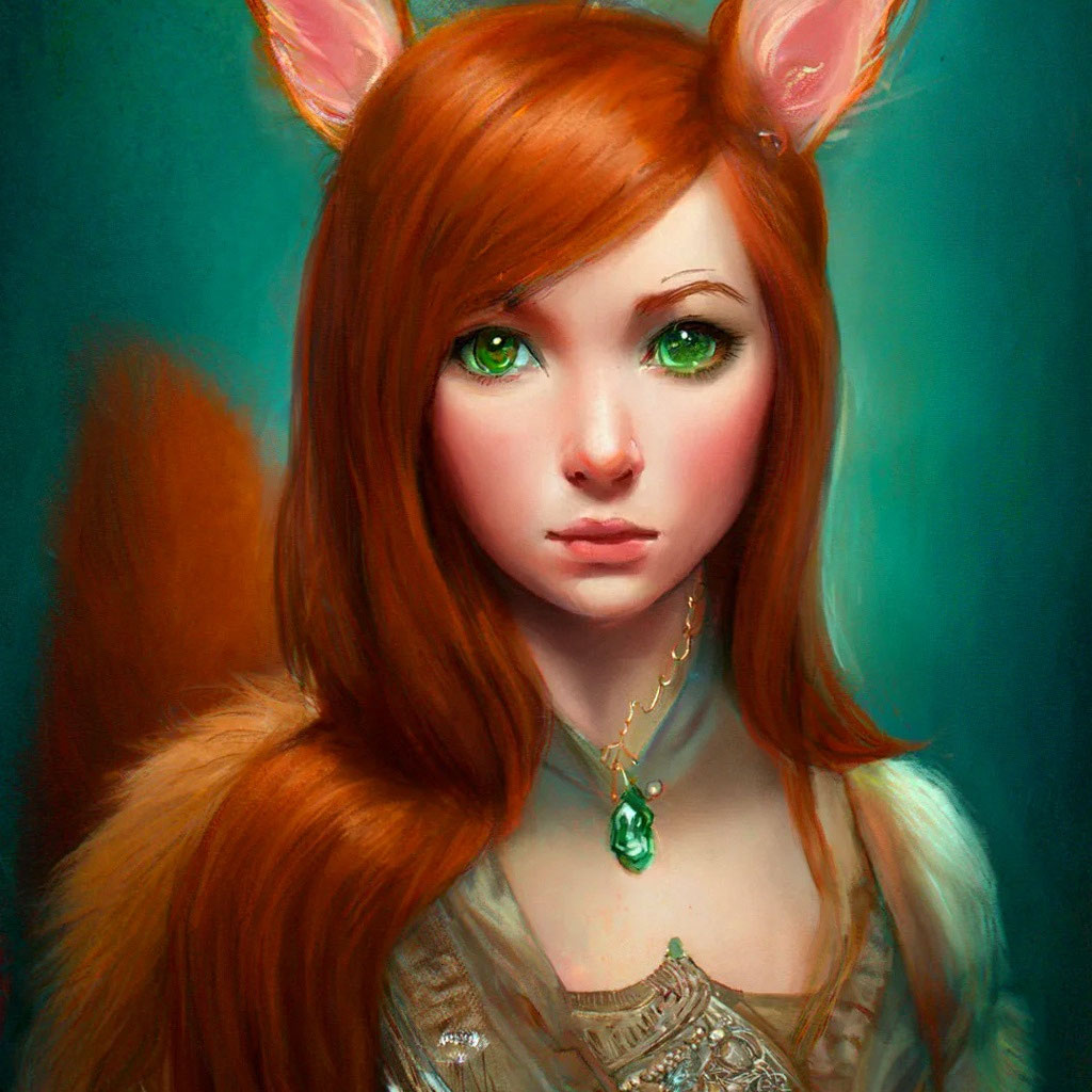 "A red-haired squirrel girl with ." - image created in Shedevrum