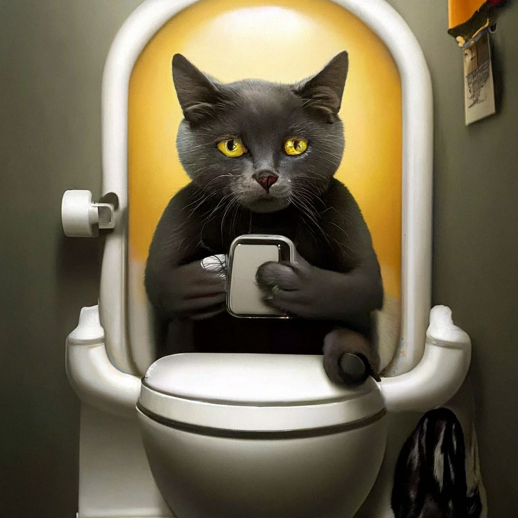 Котик в туалете (55 фото)