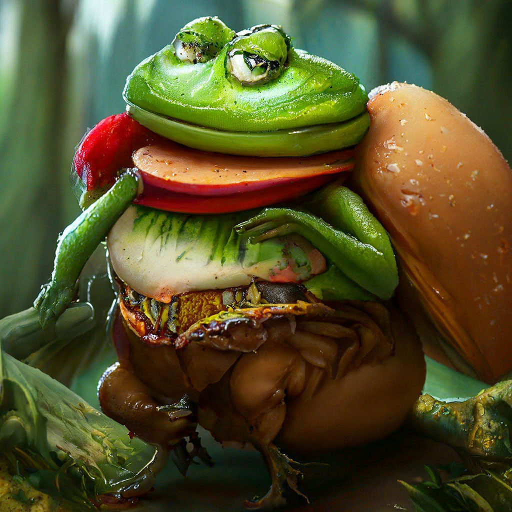 Лягушка-Гриль - экзотический бургер из лягушат» — создано в Шедевруме