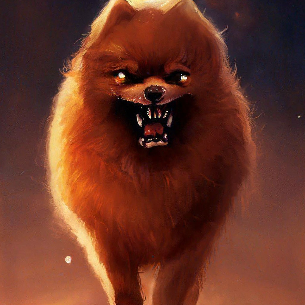 Злой шпиц фото "Evil pomeranian horror" image created in Shedevrum