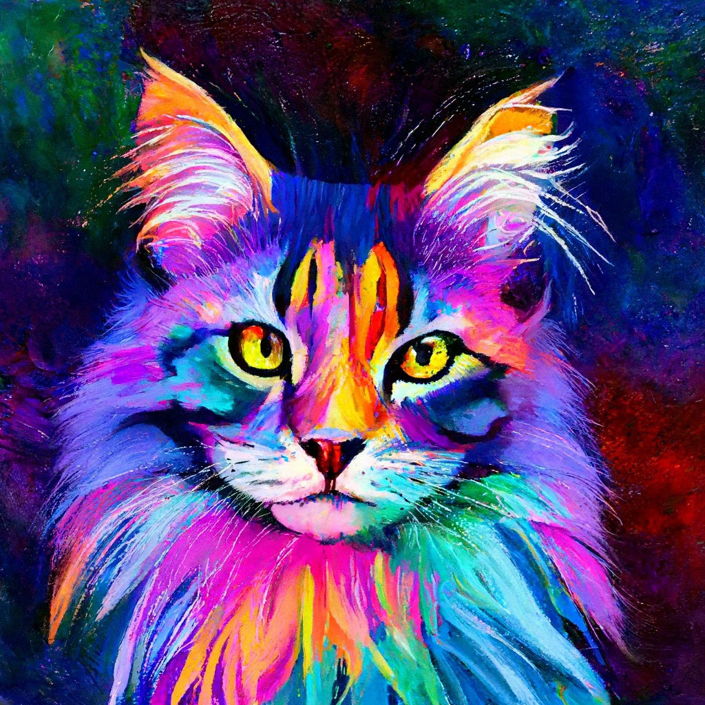 «Разноцветная кошка» — создано в Шедевруме
