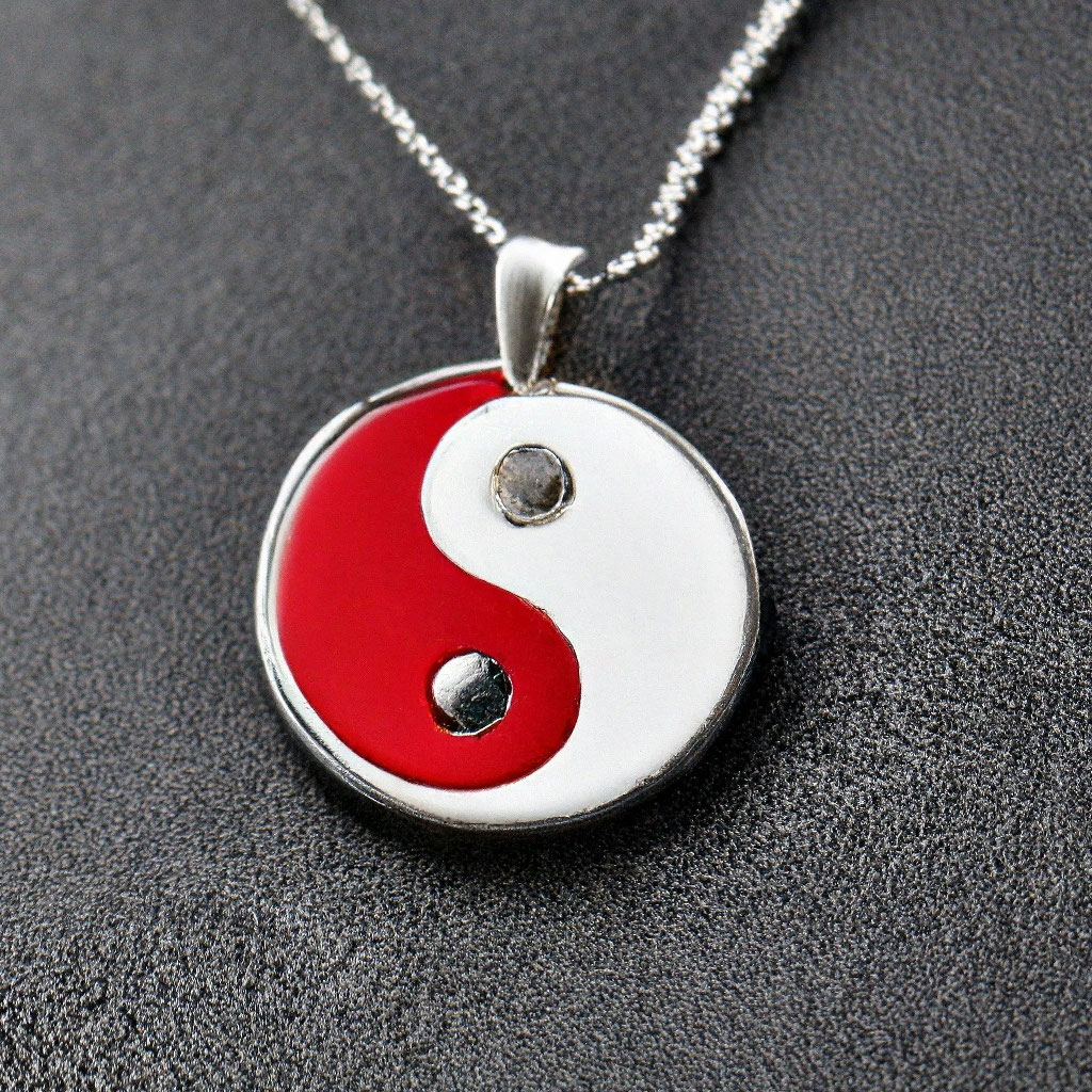 Red and white Yin-Yang pendant