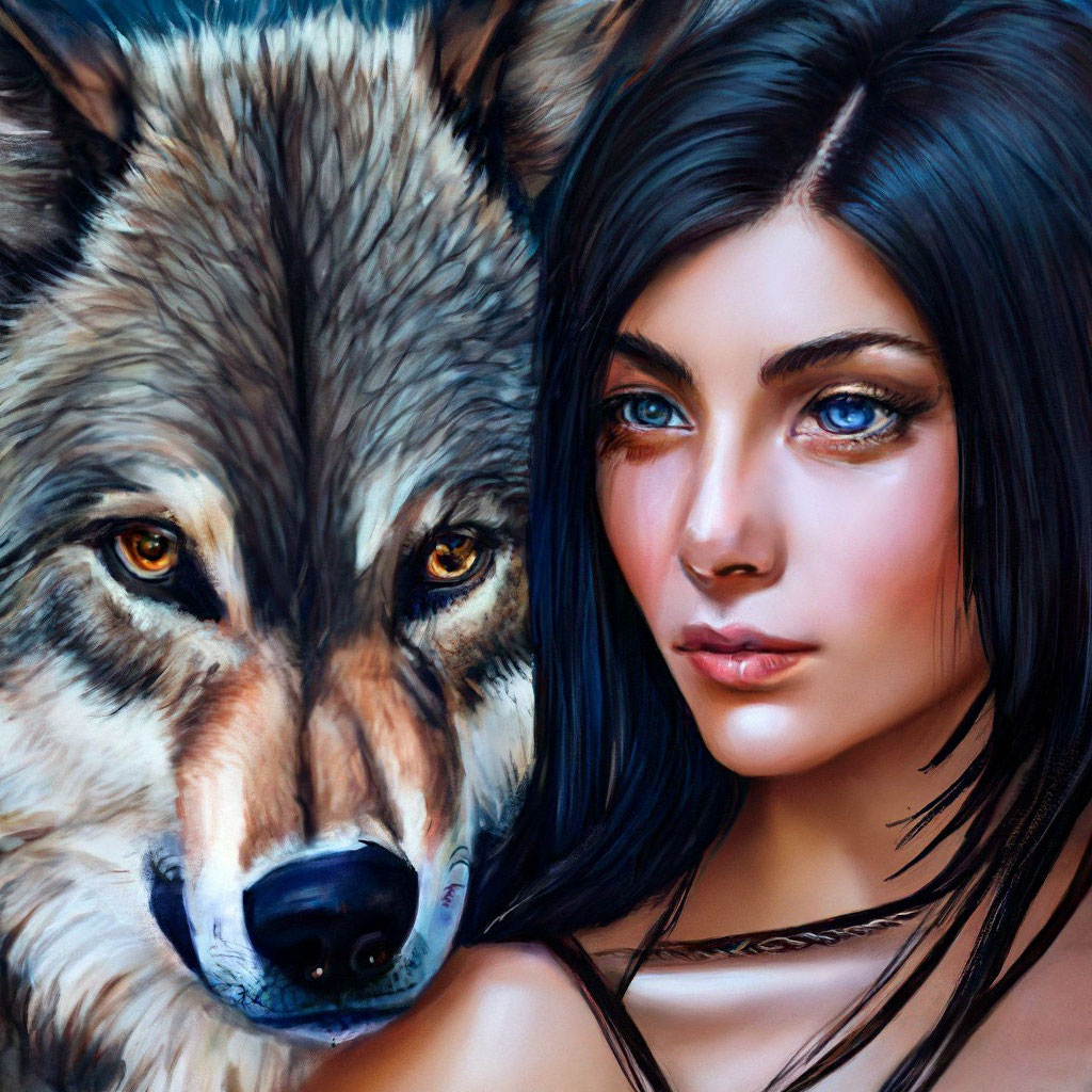 Девушка с татуировкой волка на пальце