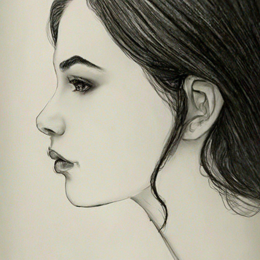 Красивая девушка в профиль, рисунок …» — создано в Шедевруме