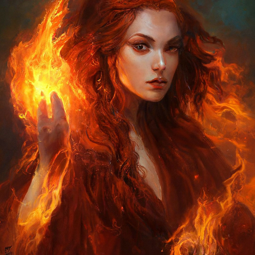 "The queen is fire, beauty,fiery hair." - image created in Shedevrum