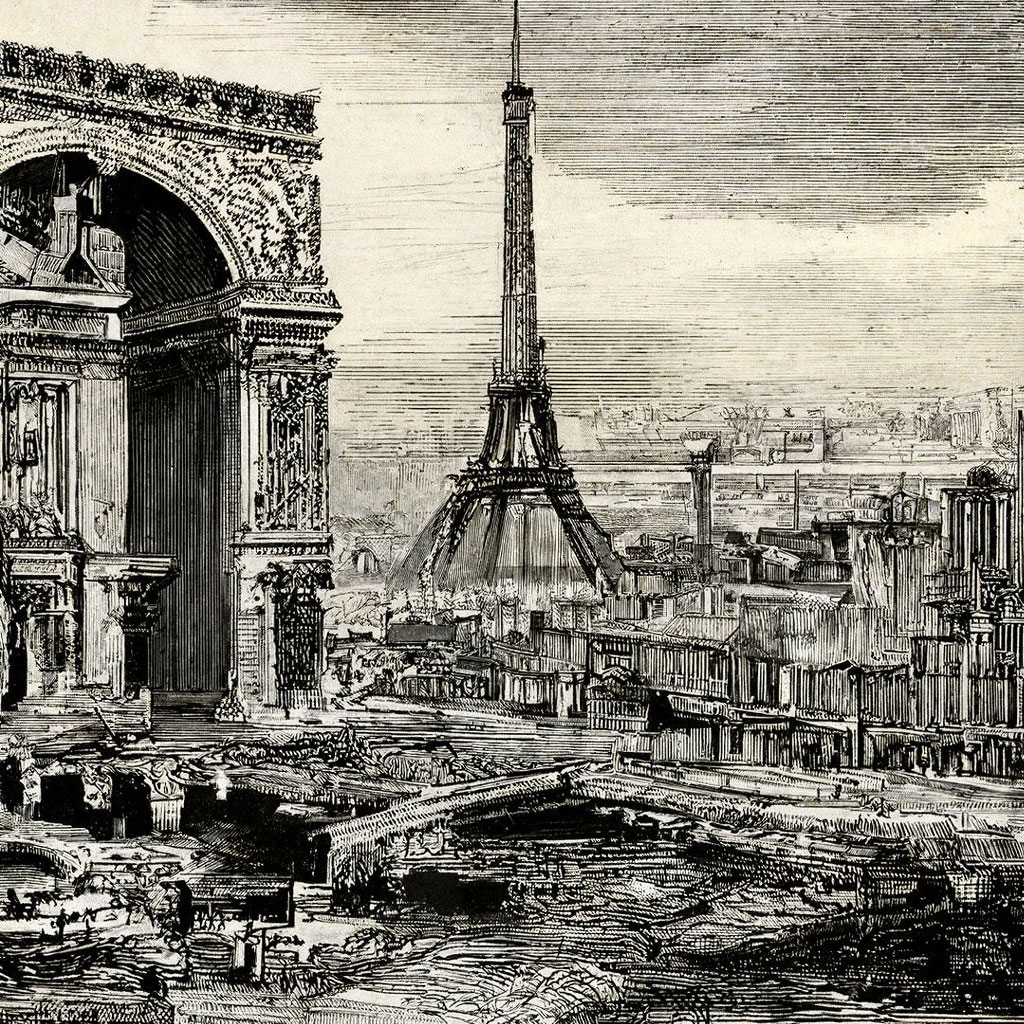 Эйфелева башня черно-белые парижские настенные обои - TenStickers