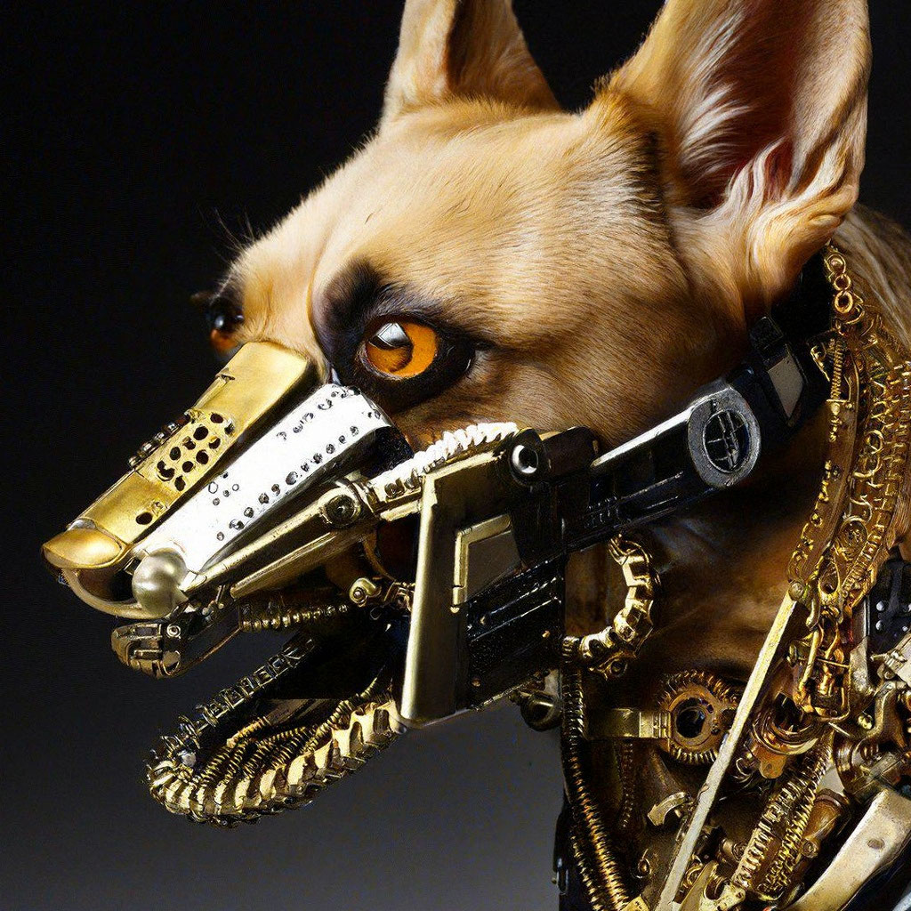 Собака с механической челюсть …» — создано в Шедевруме